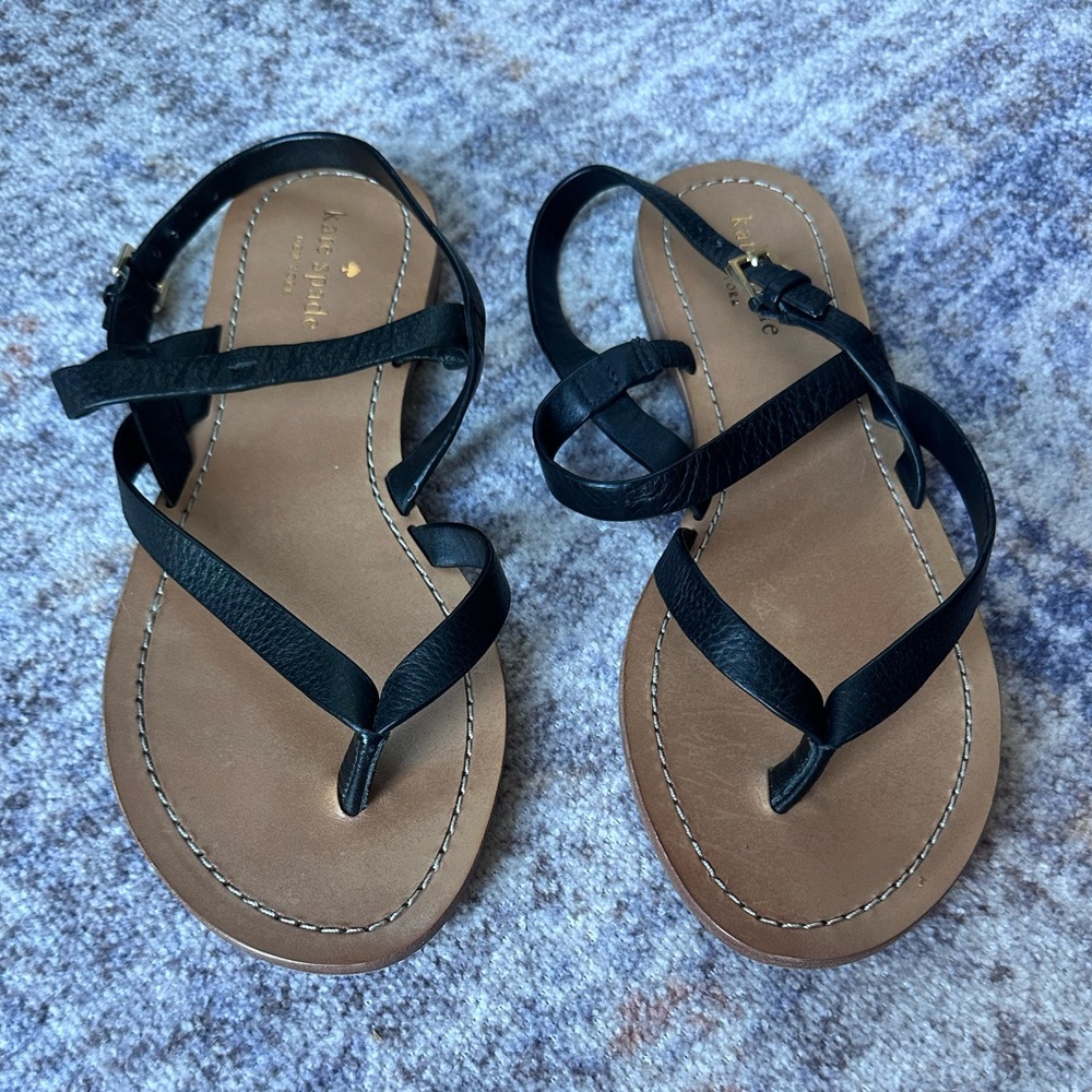 Kate Spade Black Leather Sandals View 6